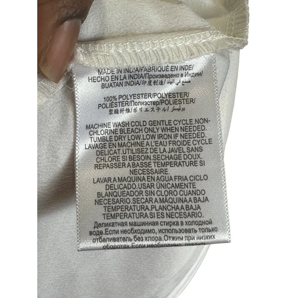 BCBGGeneration White Sheer Maxi Dress With Embroidered Trim Peasant Dress Size 0 Red - Image 10