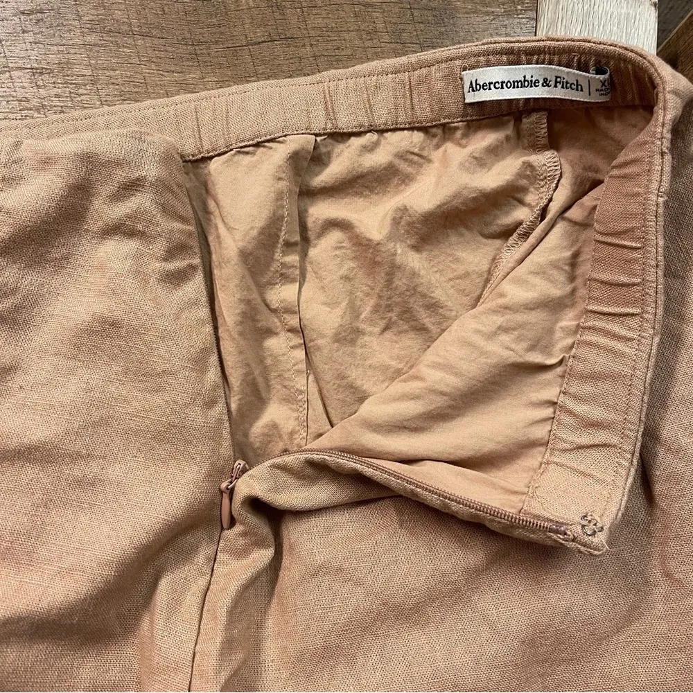 Linen Blend Slit Mini Skort in Tan Women’s Size XL - Image 6