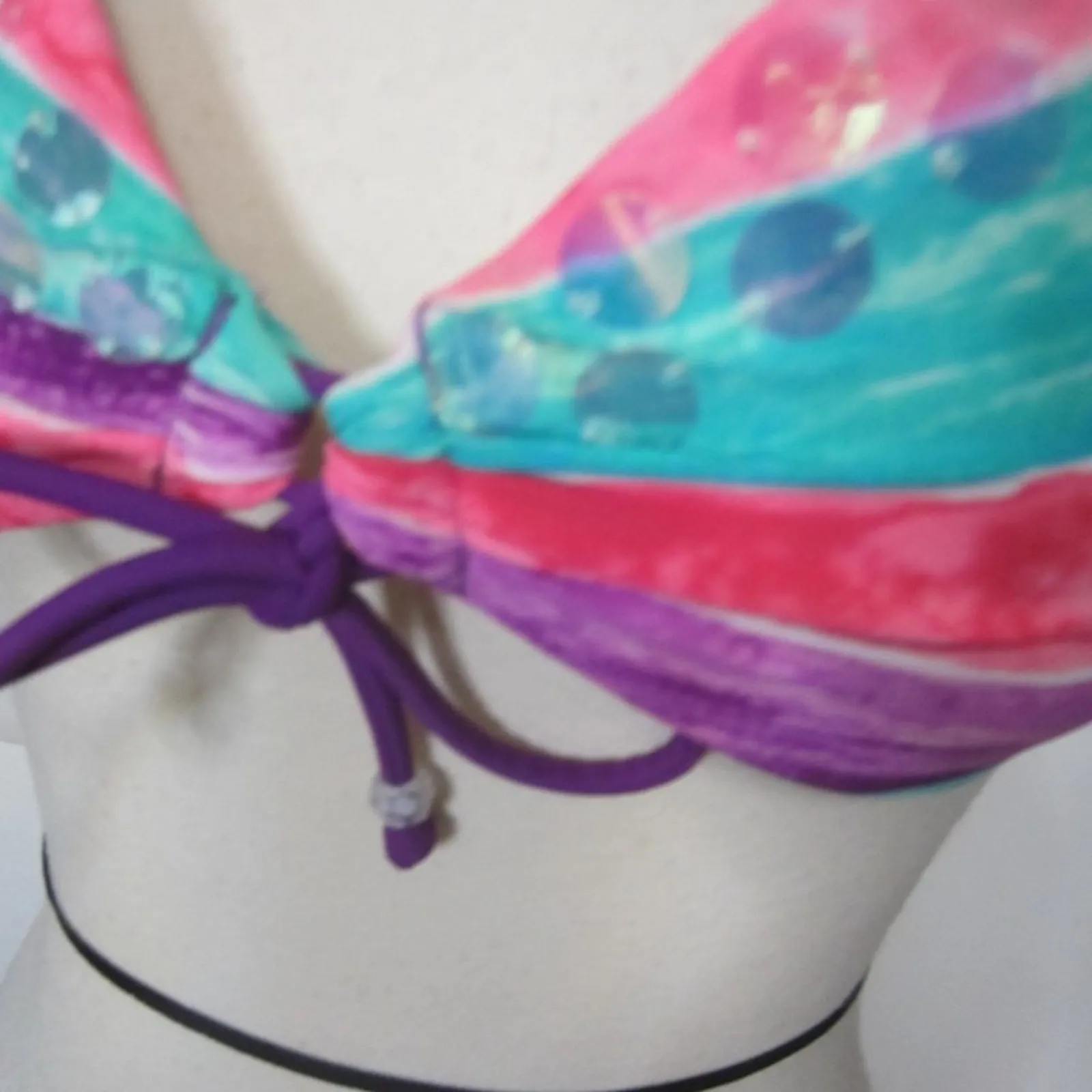 Arizona Bikini Top Colorblock Sequin Y2K Festival M - Image 3