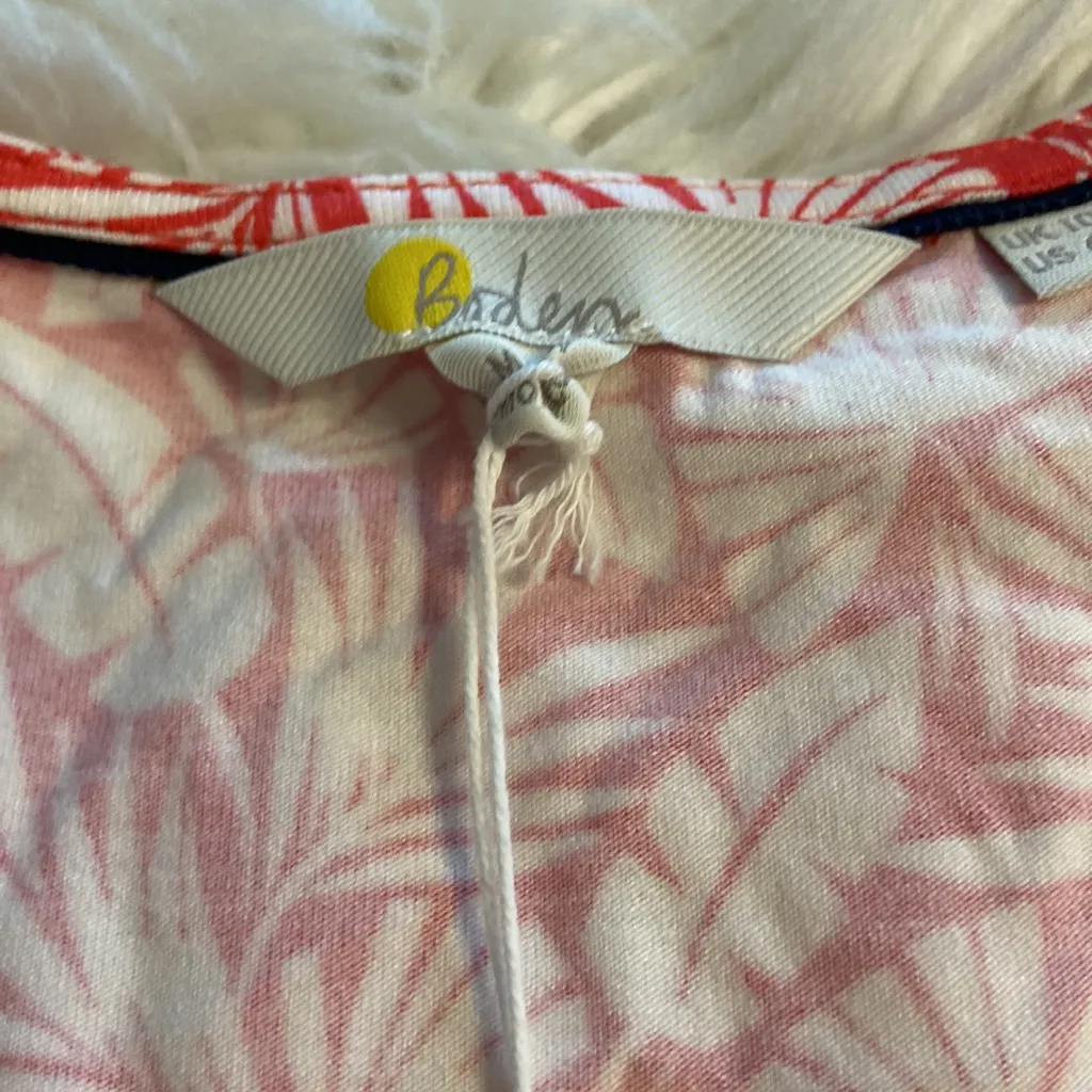 Boden Red and White Leaf Print Long Sleeve Dress size 6R brand new with tag - Image 12