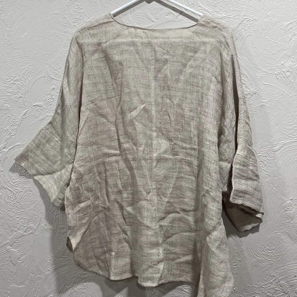 Soft Surroundings 100% Linen Gauze Oversized Tunic Shirt Beige Gray petite - Image 6