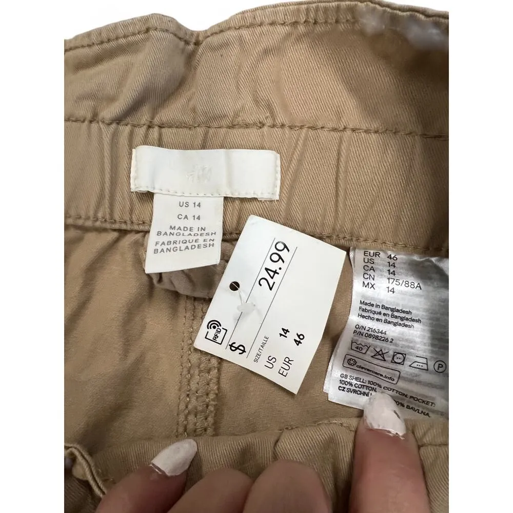 NWT H&M | 14 | Women's Wide Leg Cropped Trouser Pant Khaki 24" Inseam - Image 5