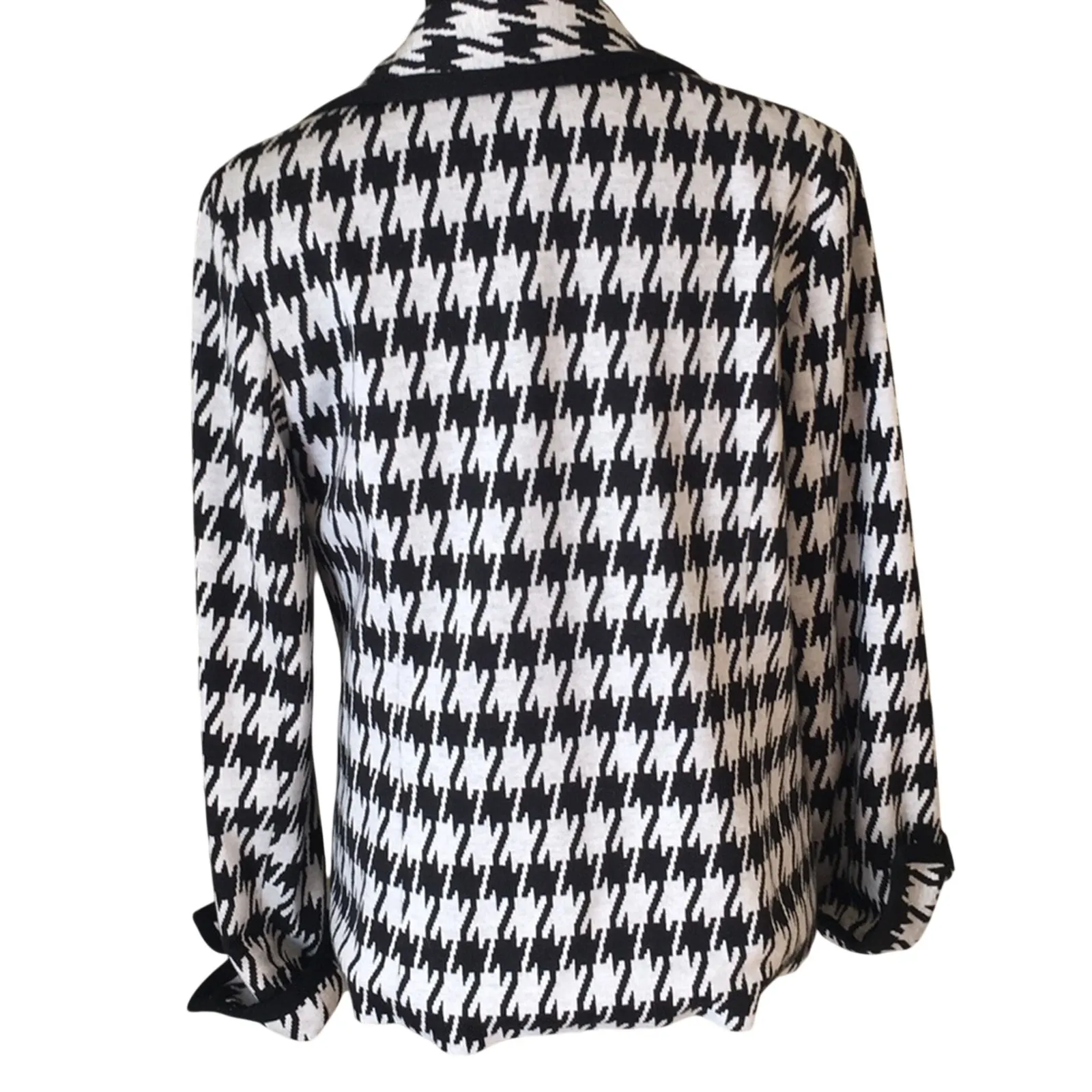 Birch Hill Customized Gray Black Houndstooth Knit Blazer Sz Medium - Image 5