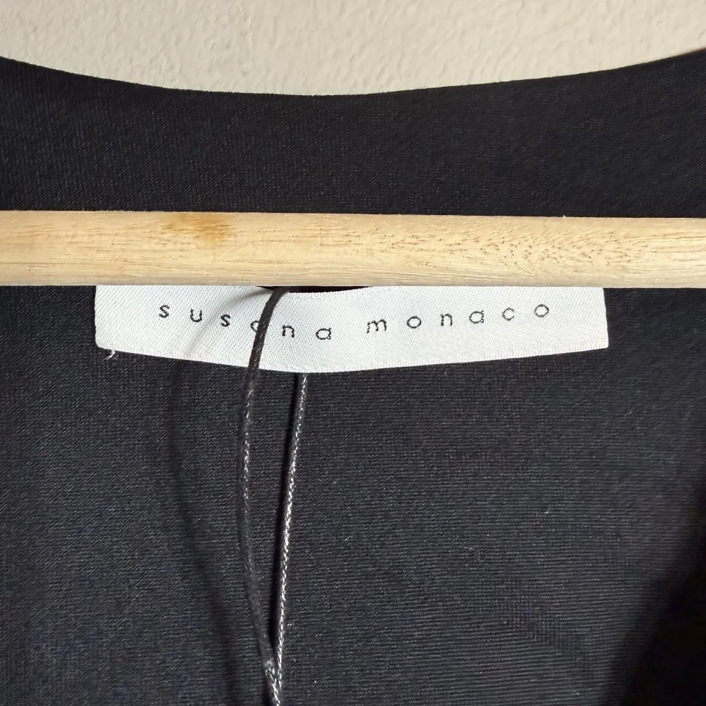 Susana Monaco V Wire Center Gathered Long Sleeve Top Women's Large Black NWT - Image 9