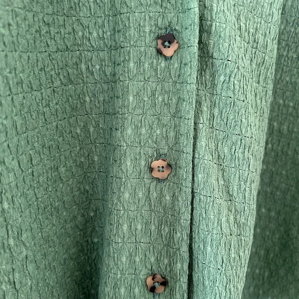 Madewell Crinkle Knit Button Up Top Green Size XS - Image 3