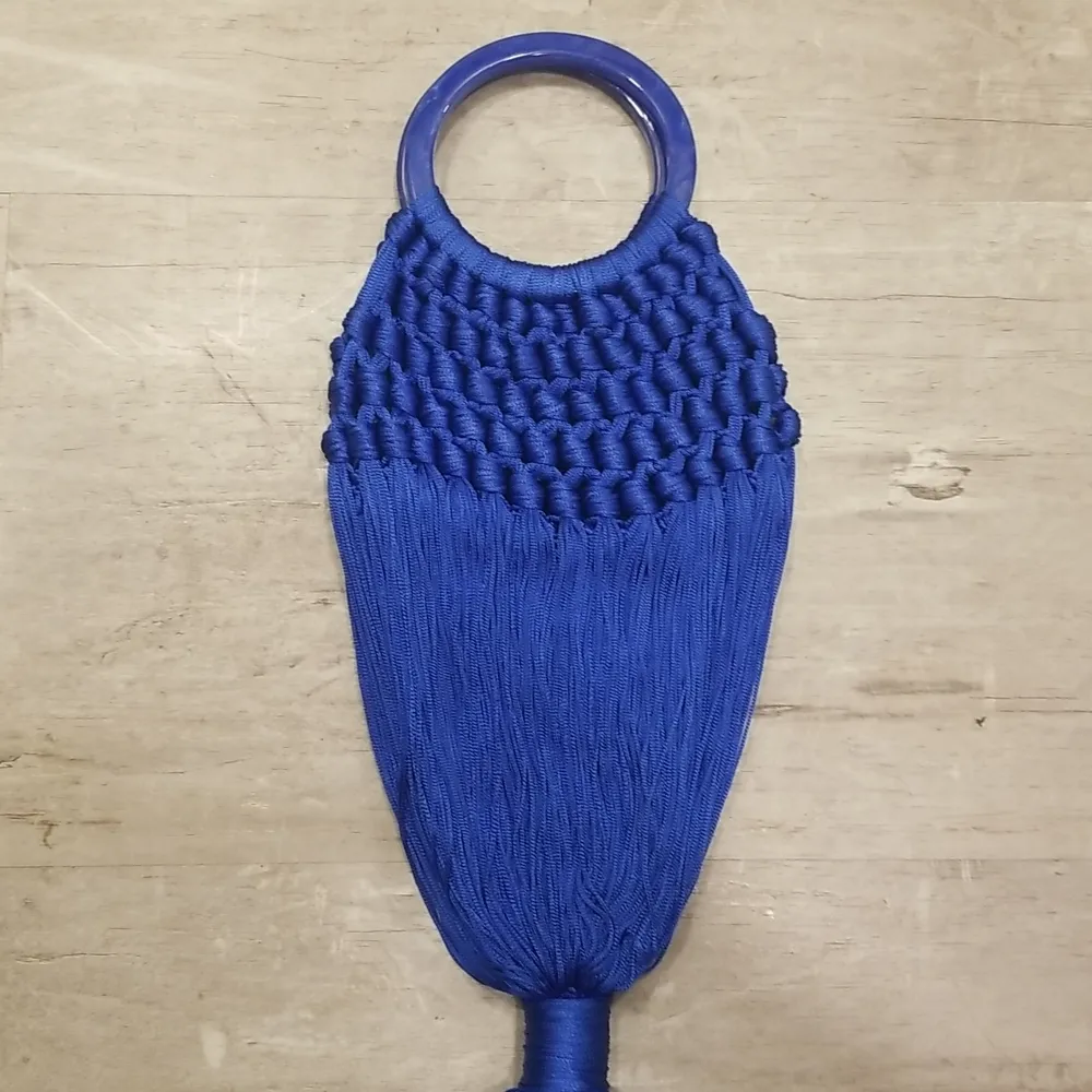 💕CULT GAIA💕 Angelou Mini Bag ~ Cobalt Blue Macrame Tassel Boho Chic - Image 14