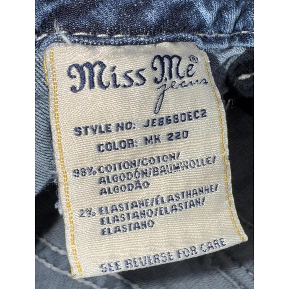 Miss Me Equestrian Western Designer Denim Distressed Easy Crop Jeans Womens 31 - Image 10