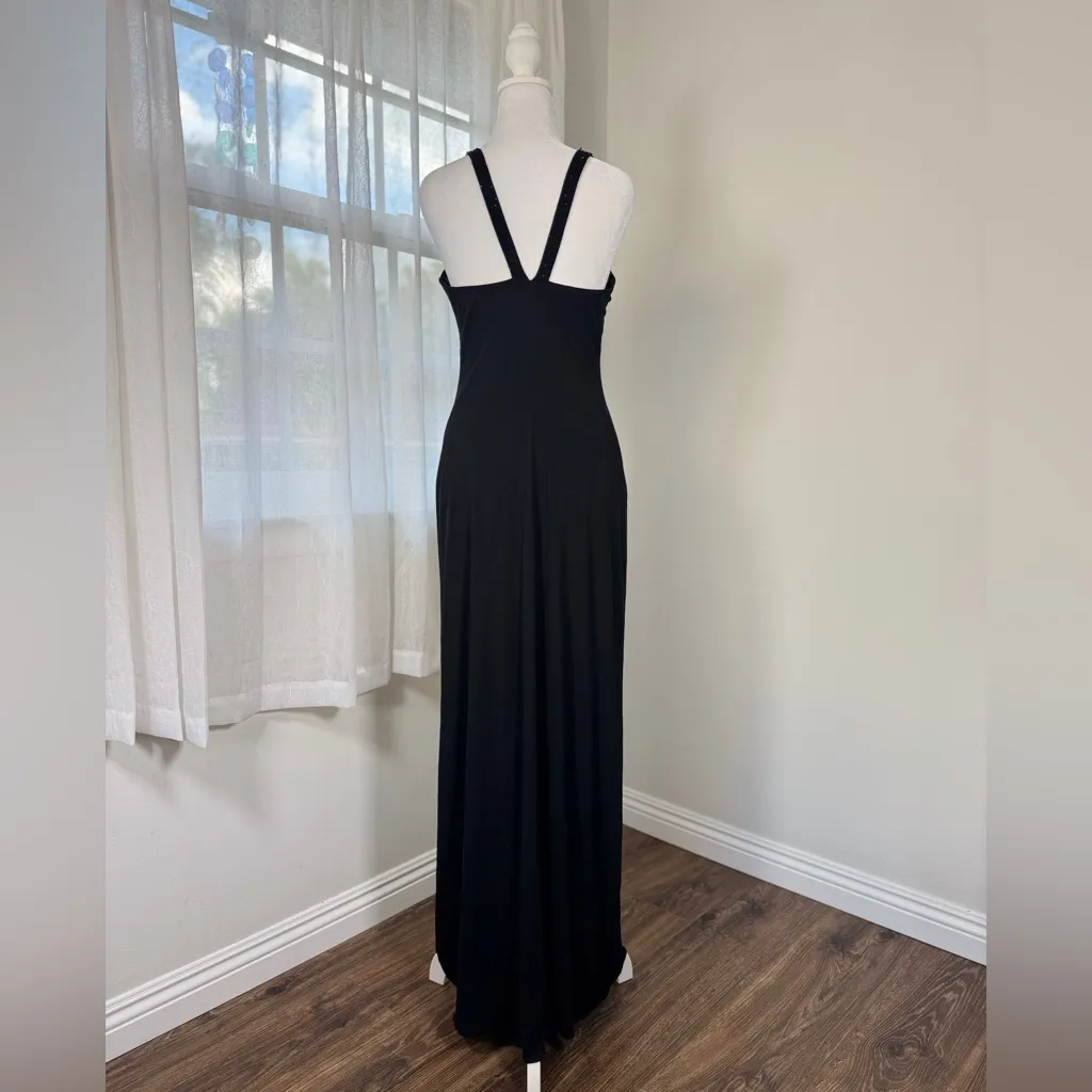 Vintage ‘00s Laundry by Shelli Segal Black Beaded Sleeveless Floor Length Gown - Image 6