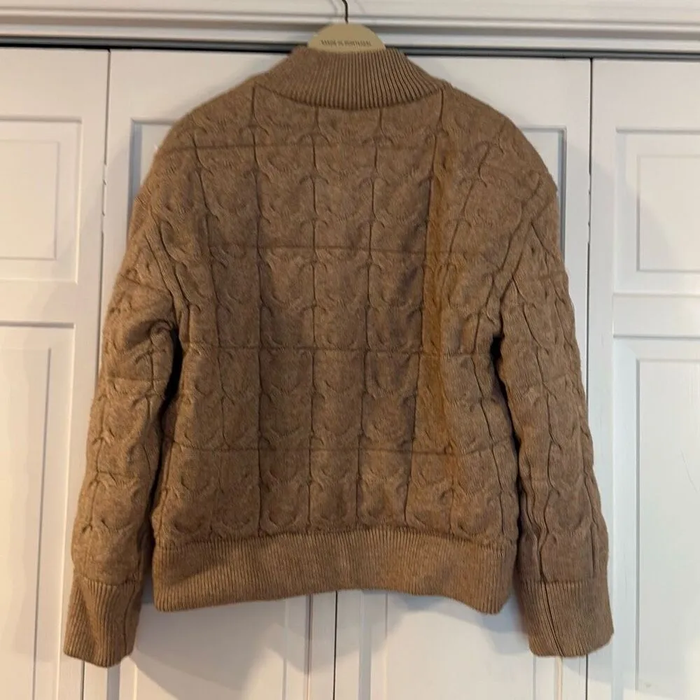 Joie tan puffer cableknit bomber style jacket M - Image 8