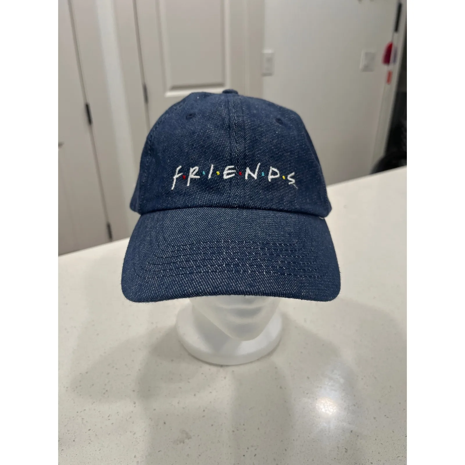 Friends TV Show Denim Baseball Cap Hat Adjustable Logo Blue - Image 2