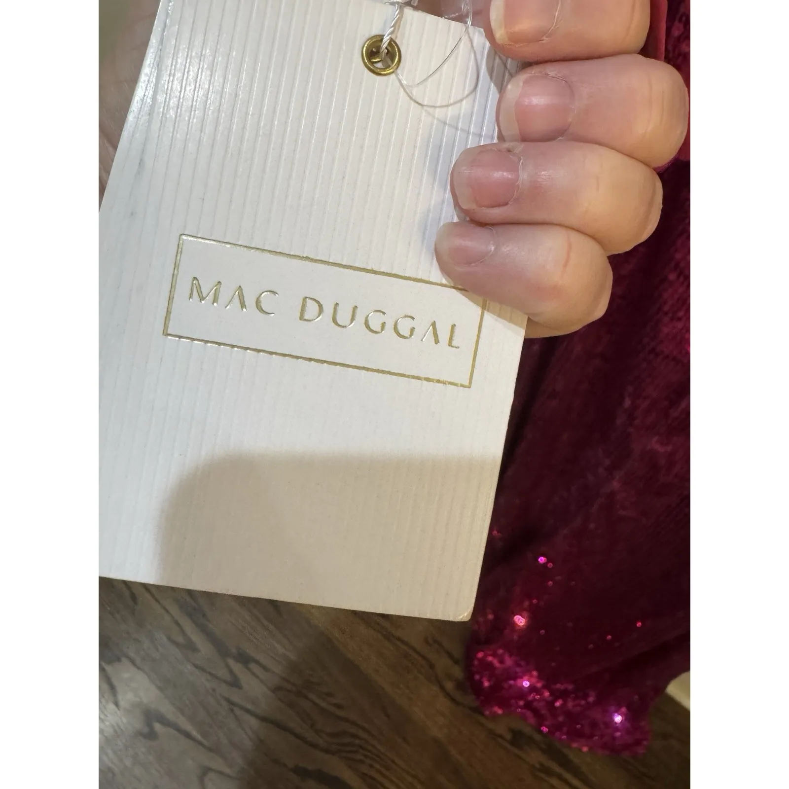 New MAC DUGGAL Pink Long‎ Sleeve Sequined Evening Gown Dress 10891 Size 4 - Image 10