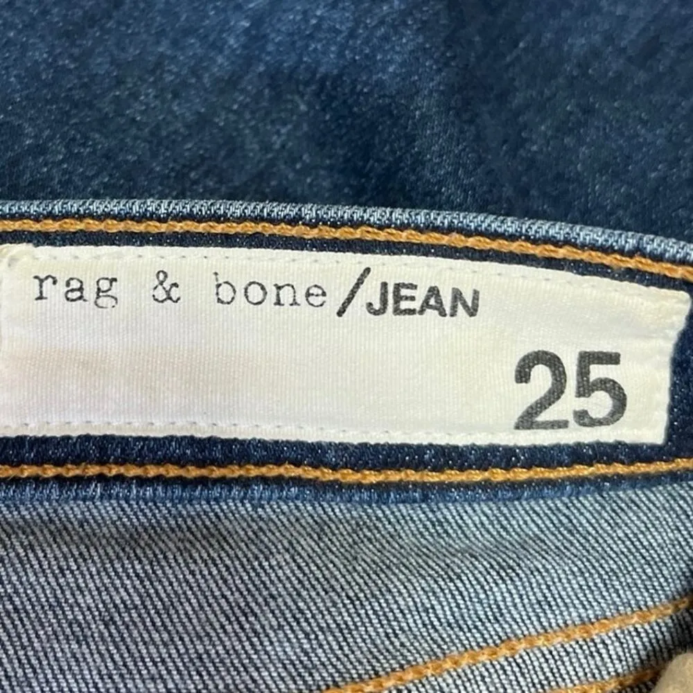 Rag & Bone Women's Denim Blue Mid Rise Stretch Tie knot Hem Skinny Jeans Size 25 - Image 4