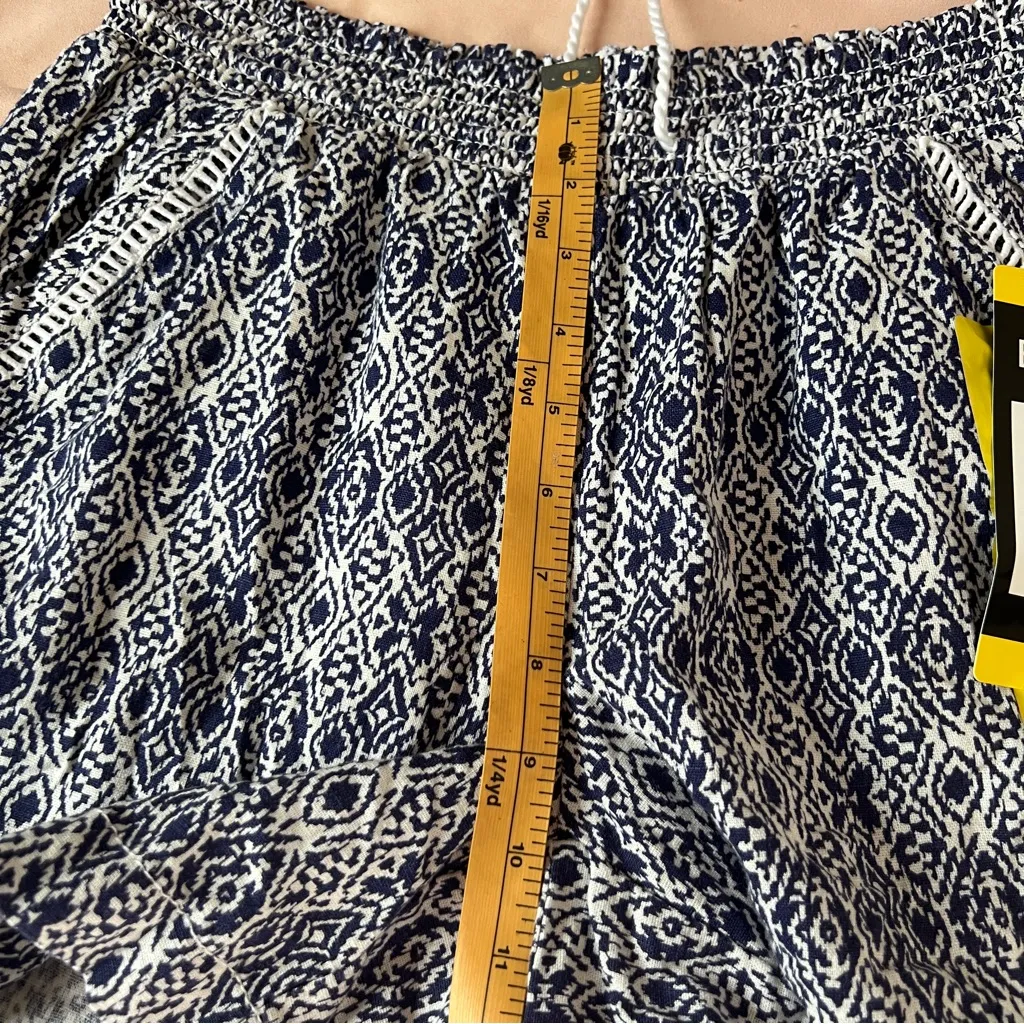 Briggs New York Womens Linen Blend Navy White Tribal Patterned Shorts Size S‎ - Image 12