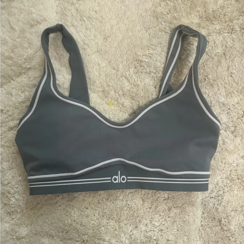 Alo Yoga Airbrush Heart Throb Bra Steel Grey xs - Image 3