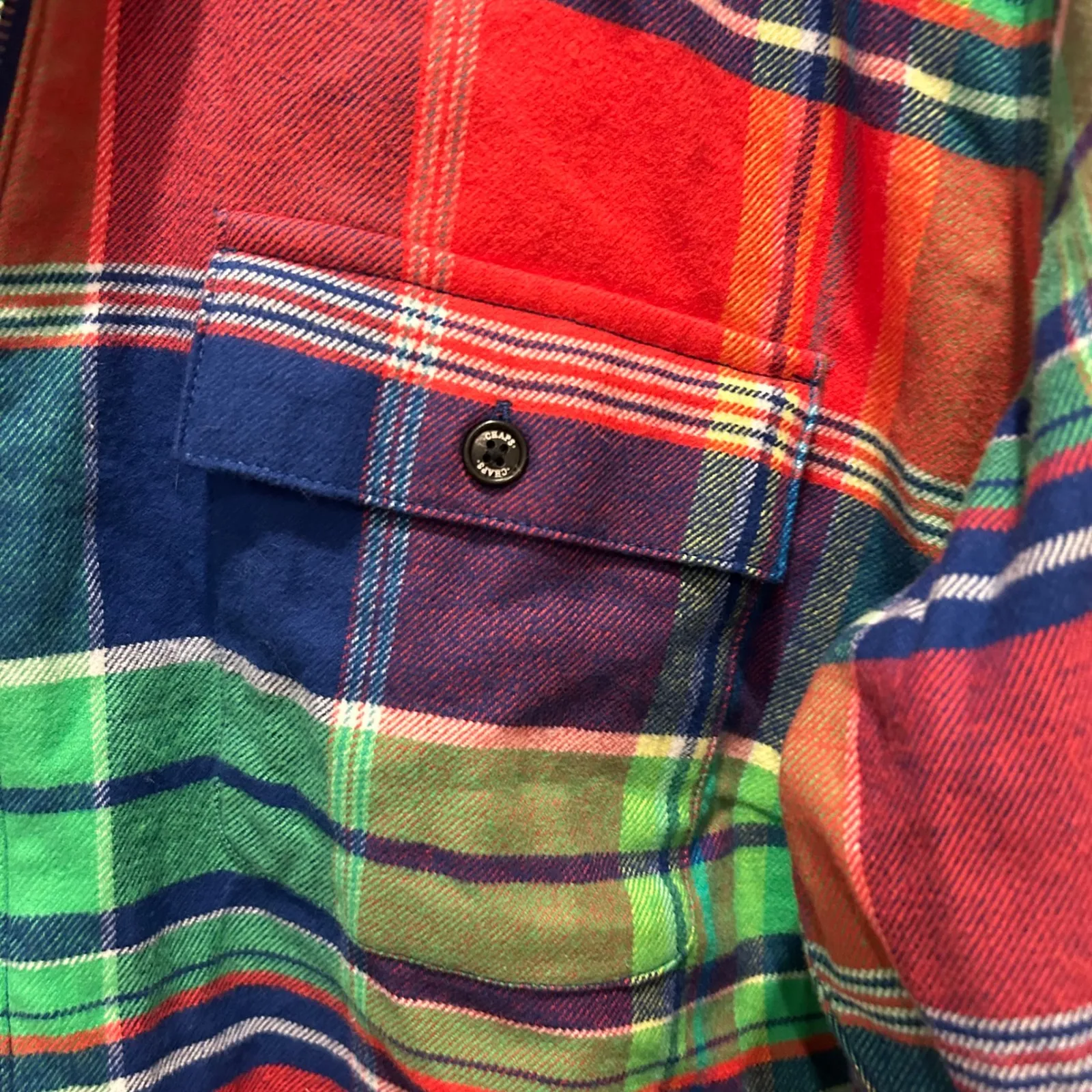 CHAPS DENIM Womens Plaid Flannel Zipper Shirt Jacket Red Green Blue 2X Shacket - Image 3