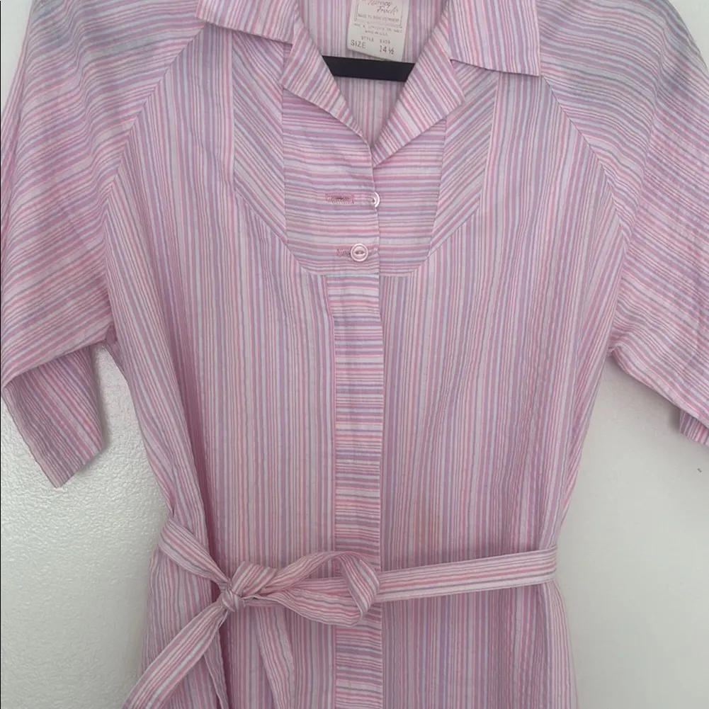 Pink Striped Nancy Frock vintage fresa Button - Image 6