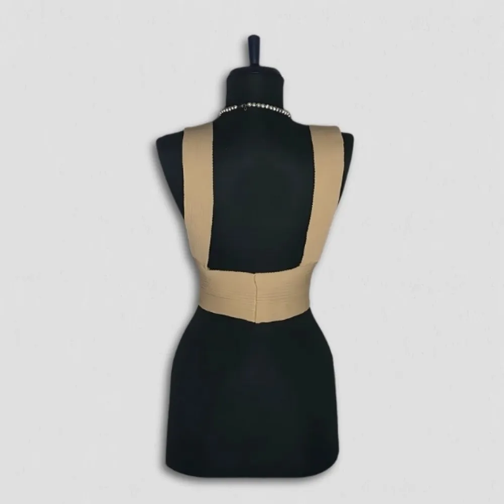 Nasty Gal Knit Ribbed Bralette Halter Top Oatmeal Beige Large - Image 3