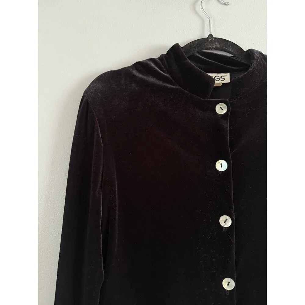 Blair Black Velvet Cropped Button Front Blouse Size Small Whimsygoth Retro Witch - Image 6