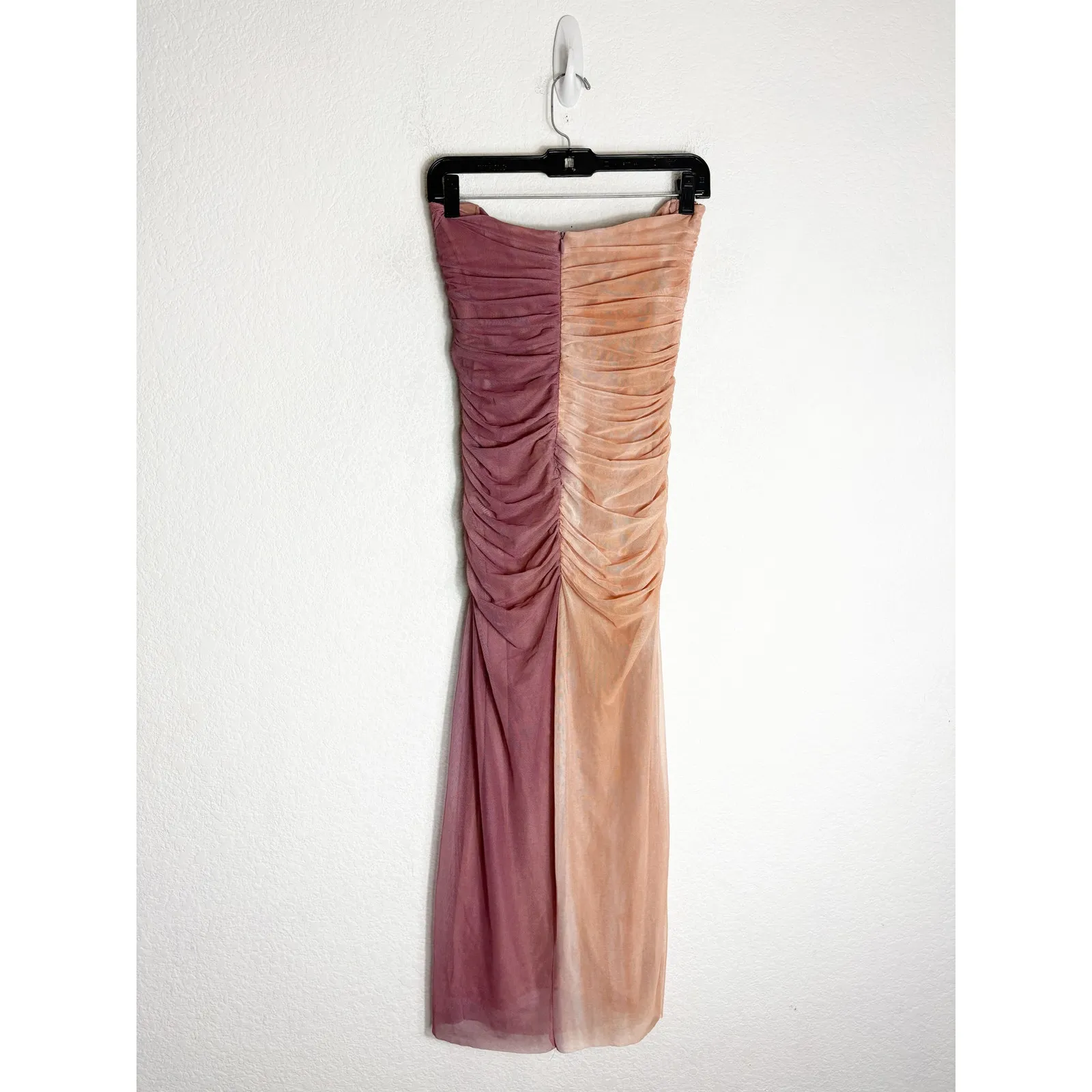 ZARA Printed Tulle Maxi Dress Size Medium Ruched Strapless Mesh Jersey 2716/190 - Image 14