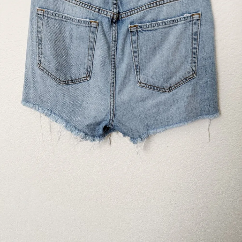 [GRLFRND] High Rise Frayed Hem Keep Talking Denim Cutoff Poppy Shorts Size 29 - Image 8
