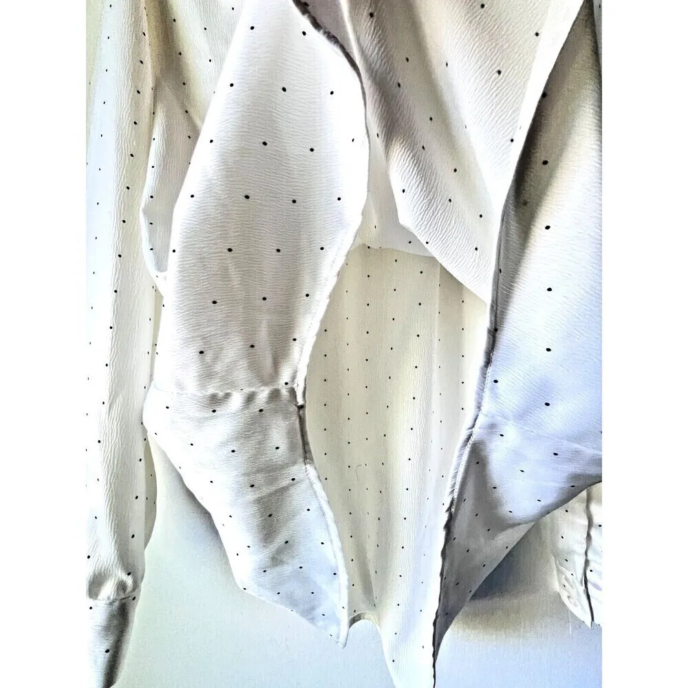 DIP Womens long sleeves blouses V neck pointed elegant casual white size L. Size L - Image 4