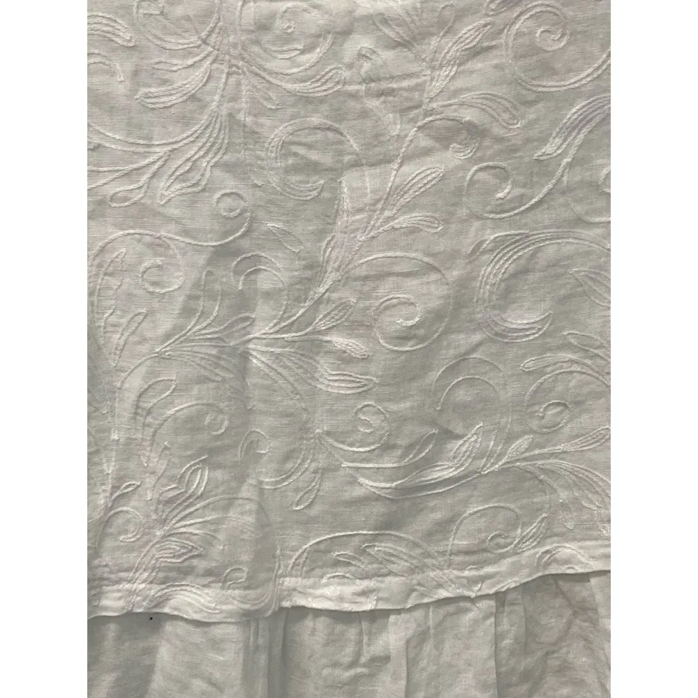 NWT Alessia Pacini 100% Linen Top LARGE White Beach Woven Embroidered Lagenlook - Image 3