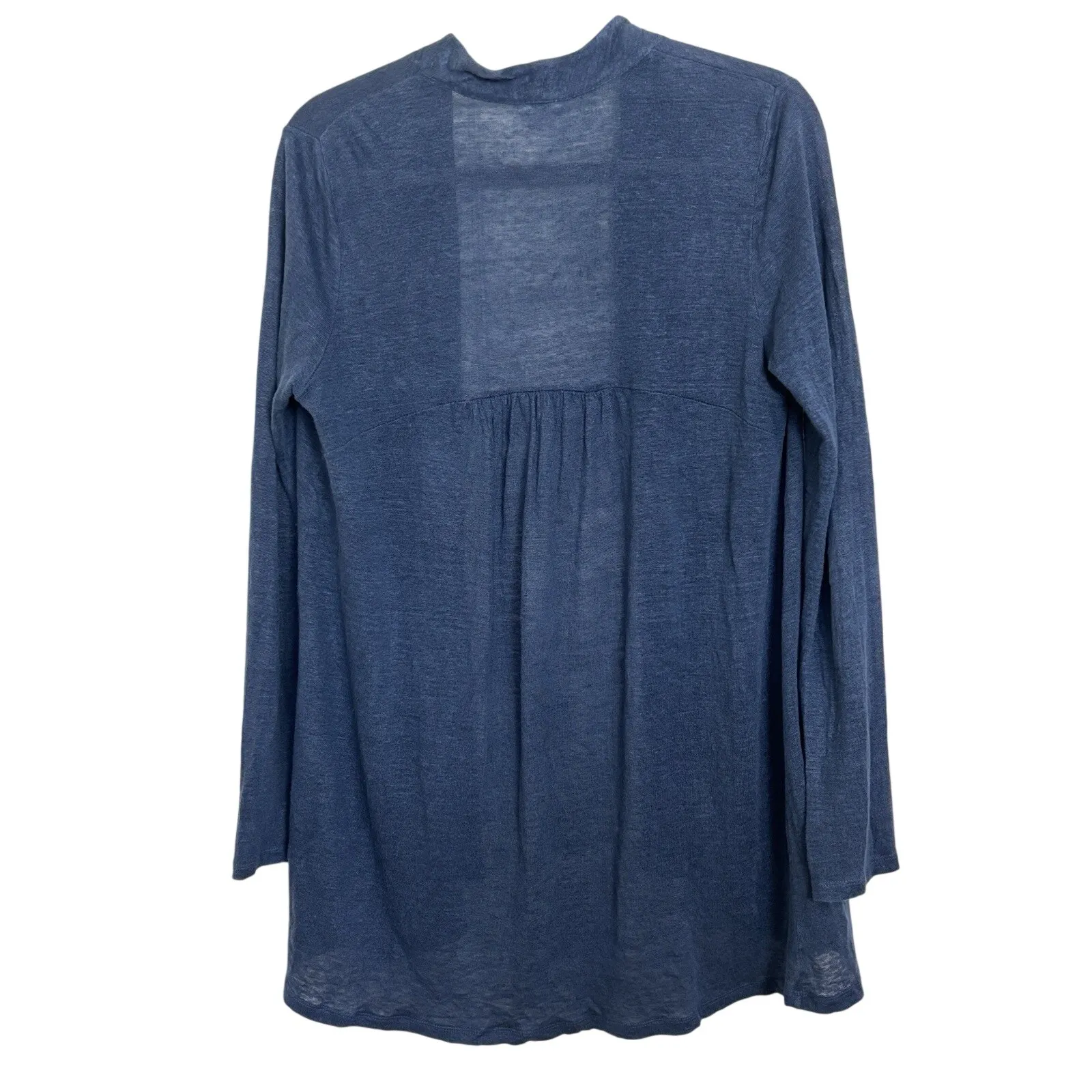 J Jill Love Linen Blue Open Front 100% Linen Cardigan Size XS Boho Coastal Comfy - Image 2