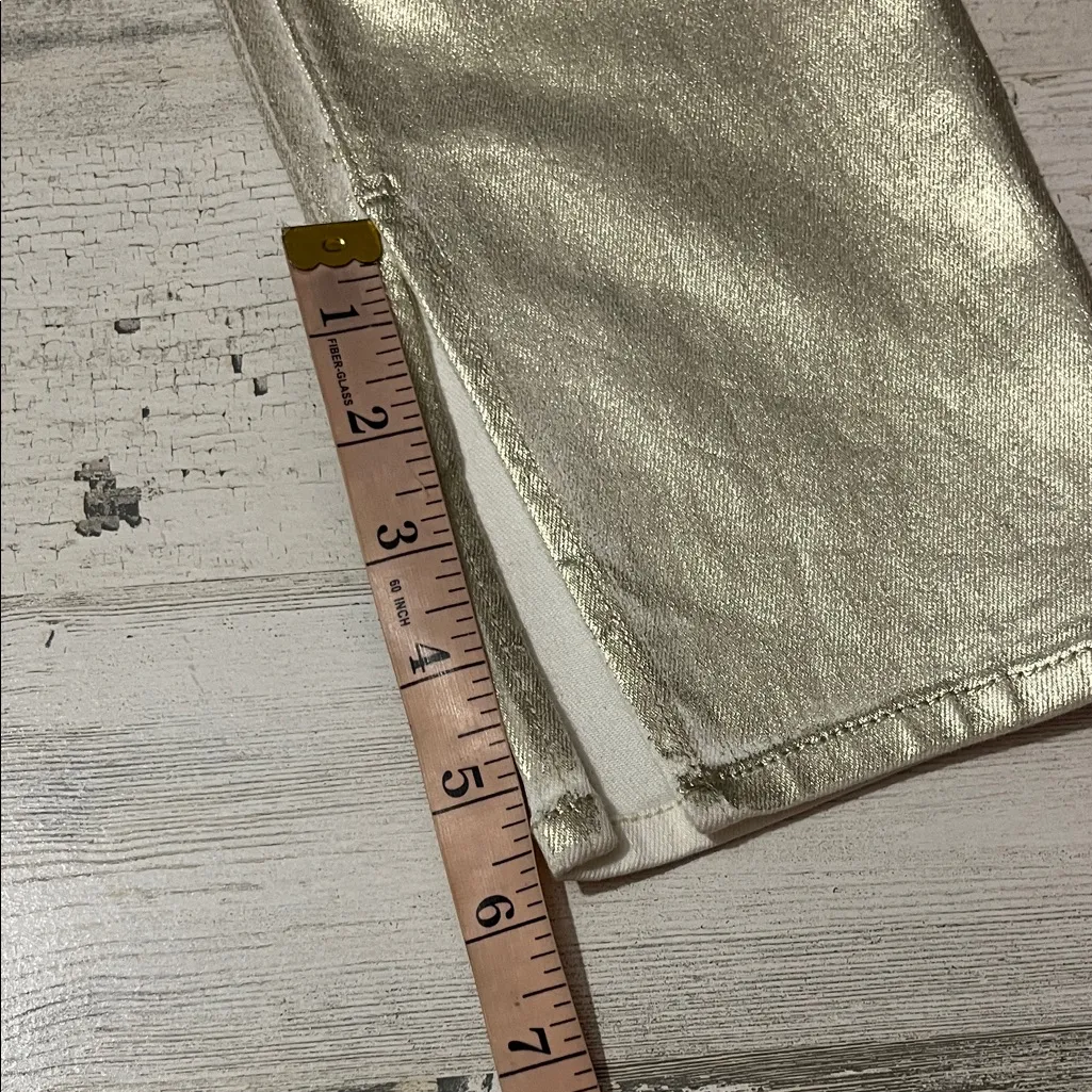 Jonathan Simkhai Rae High Rise Skinny Jeans in Gold Foil Size 26 - Image 14