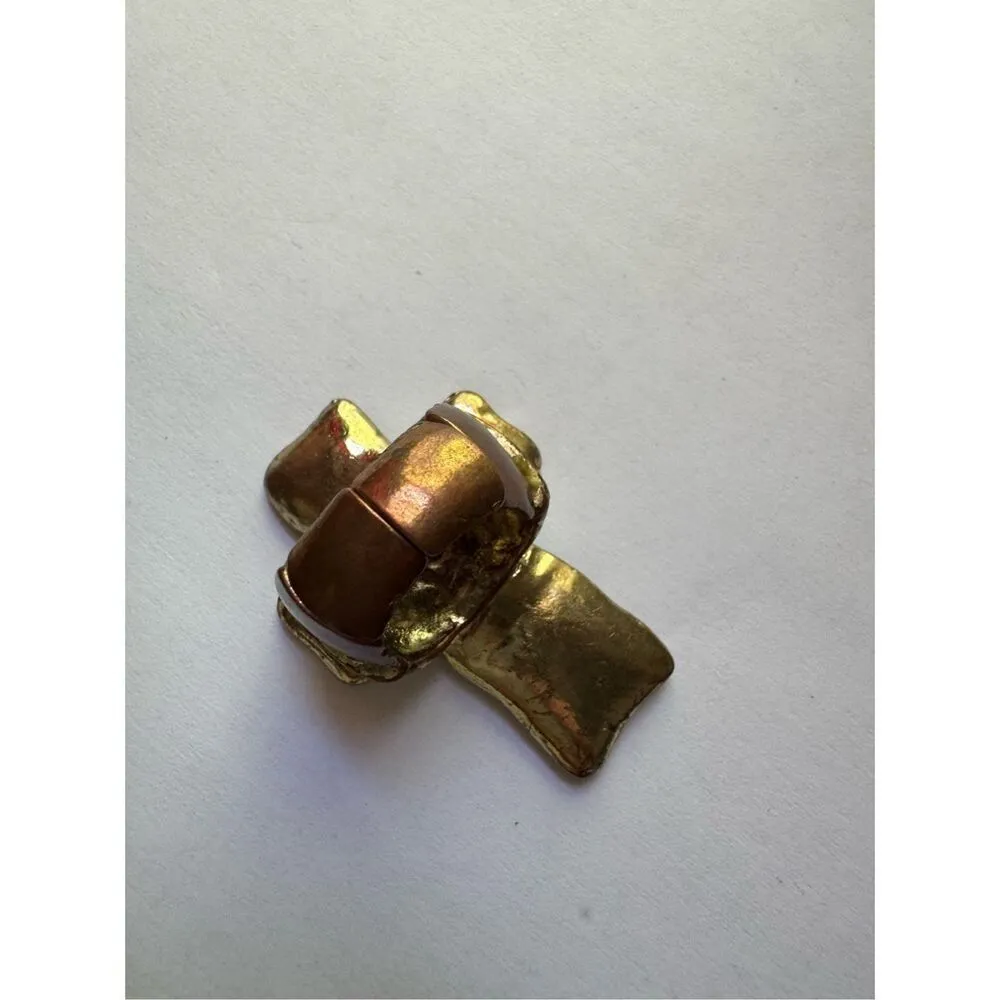 Womens Y2K Vintage Chunky Cross Gold Silver Tone Stretchy Cross Ring Western - Image 5