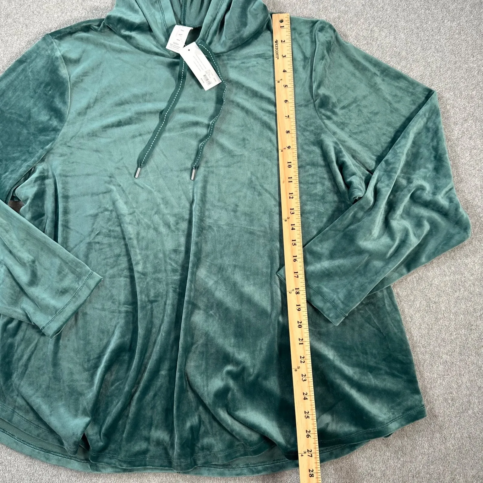 LIVI Lane Bryant Velour Long Sleeve Hoodie Womens 22/24 Emerald Green Lounge new - Image 5