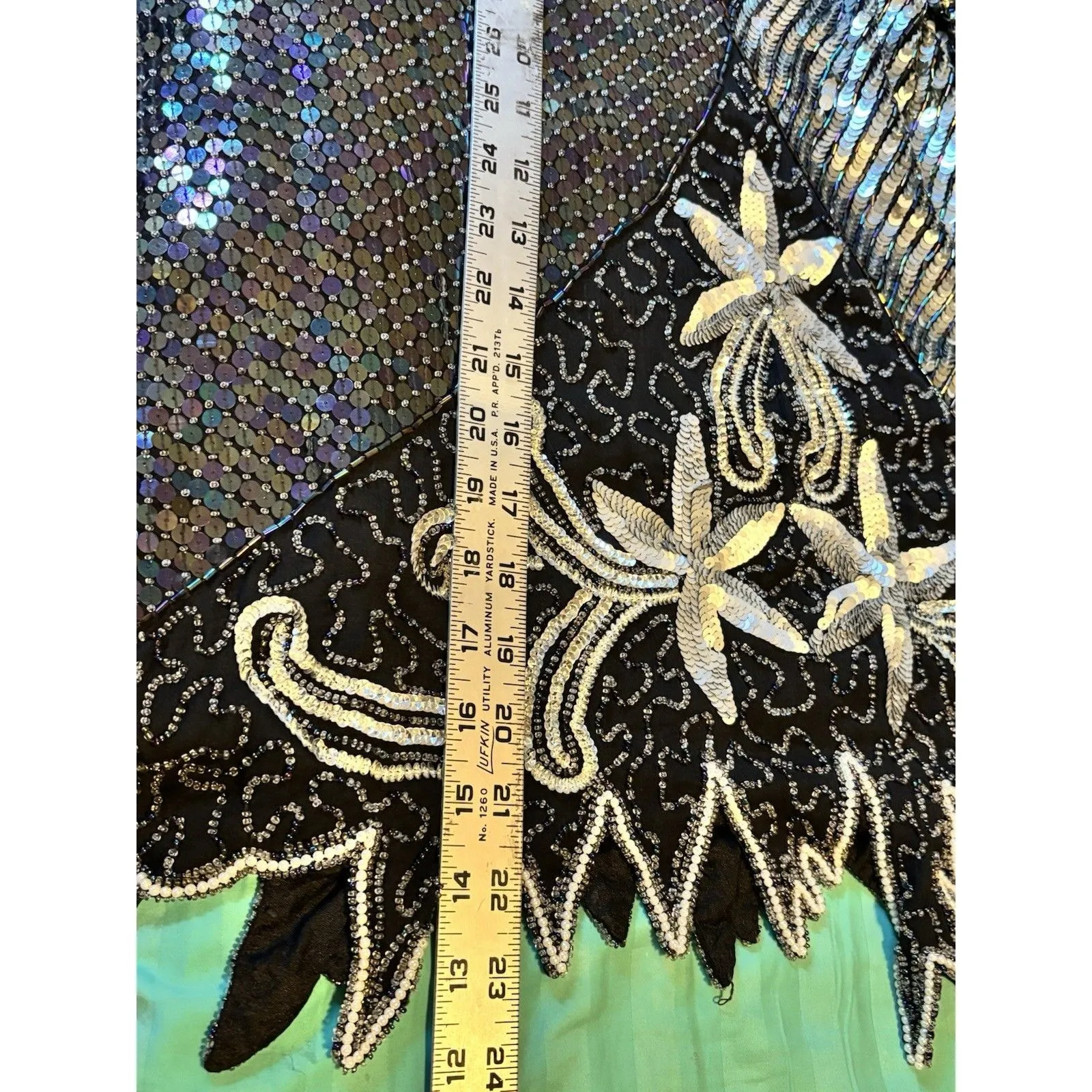 Scala Vtg  Beaded Sequin Top Black Silver Embellished Blouse Size Large - Image 13