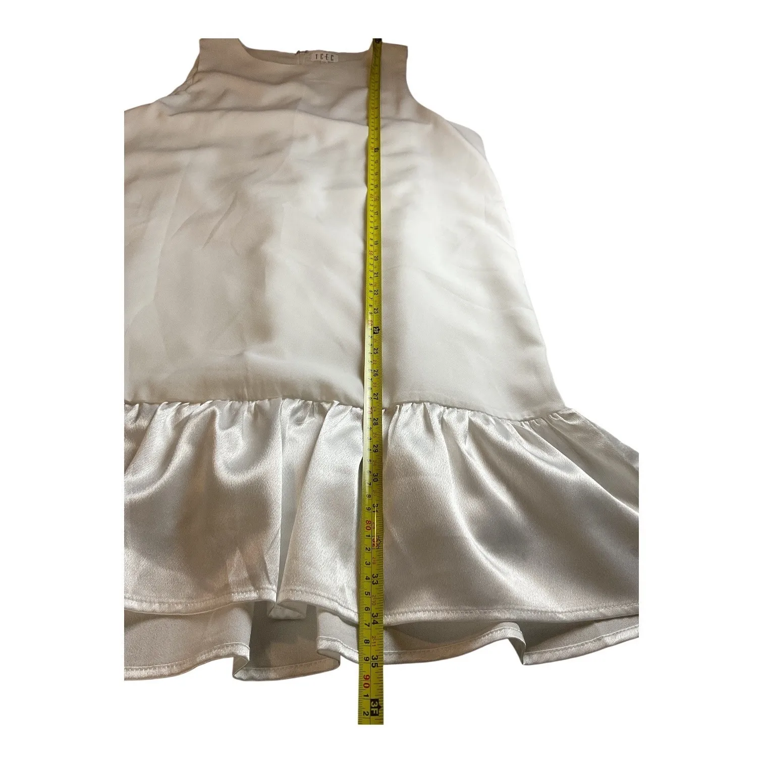 TCEC White Ruffle Hem Sleeveless Dress Party Cocktail Occasion L - Image 6
