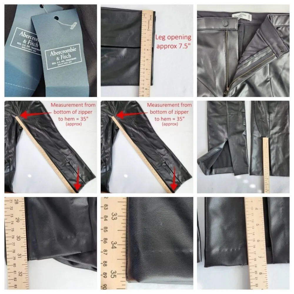 Abercrombie & Fitch Skinny Ultra High Rise Faux Leather Split Hem Pants 35 / 20 - Image 7