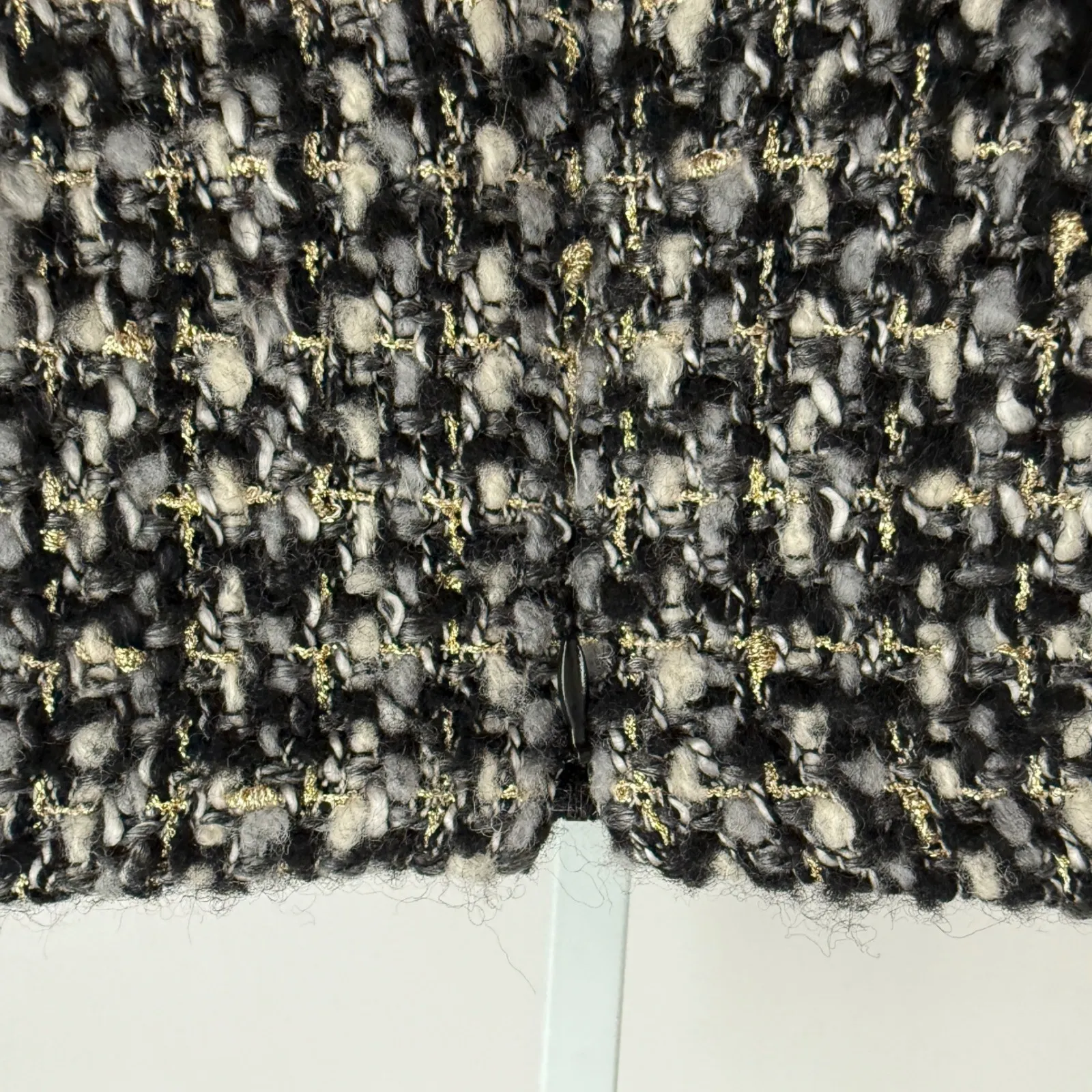 J.Crew Tweed Mini Skirt Black White Gold‎ Textured Career Party Cute size 8 - Image 6