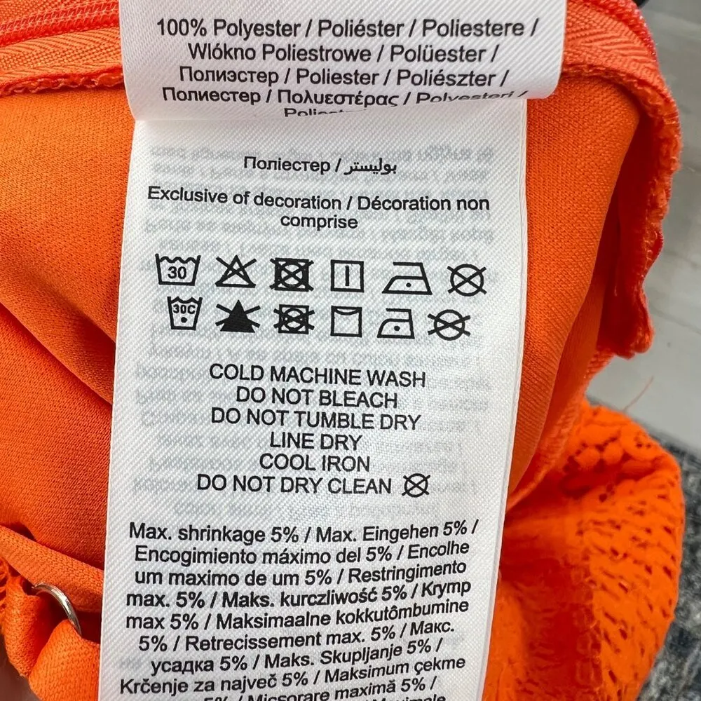 Vero Moda Orange Crochet Lace Spaghetti Strap Sundress Size Medium - Image 12