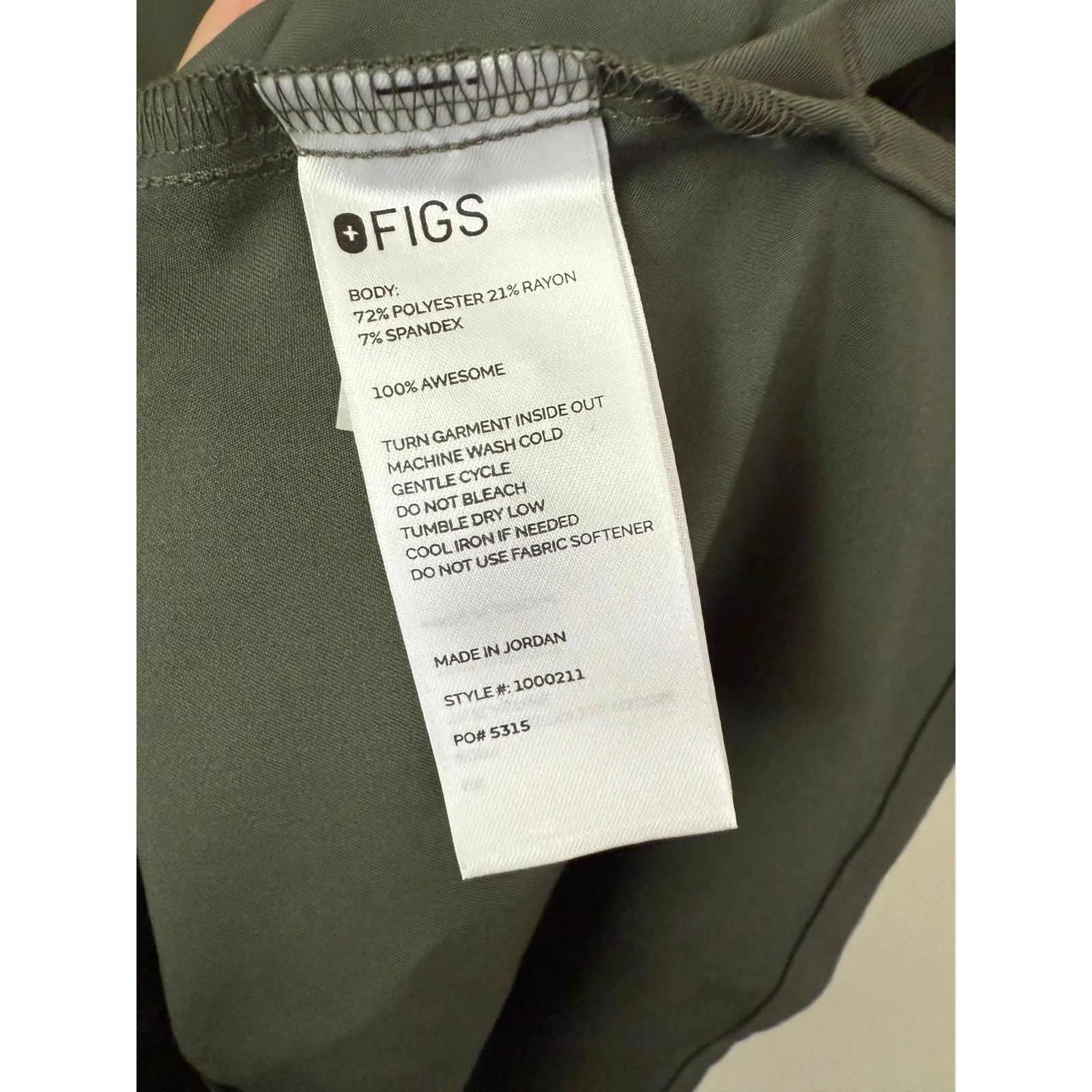 NWT Figs Green V-Neck Short Sleeve Catarina One Pocket Scrub Top PO5315-Large - Image 2