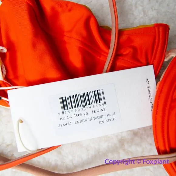New! Set! Zulu‎ & Zephyr Free People Tie Curve Brief Bikini, size 10 Orange - Image 13