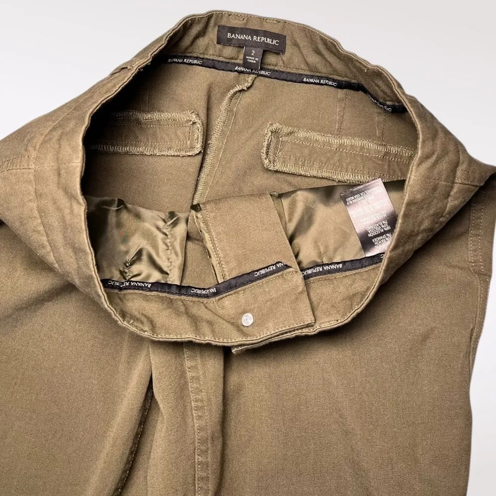 Green Slim Fit Trousers Lightweight Pants Size 2 - Image 4