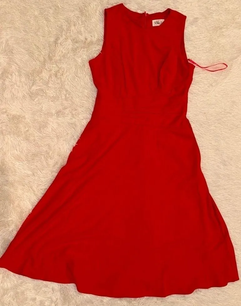 NWOT Eliza J Women's Sleeveless Boat Neck Crepe Fit & Flare Dress sz 8 - Image 1