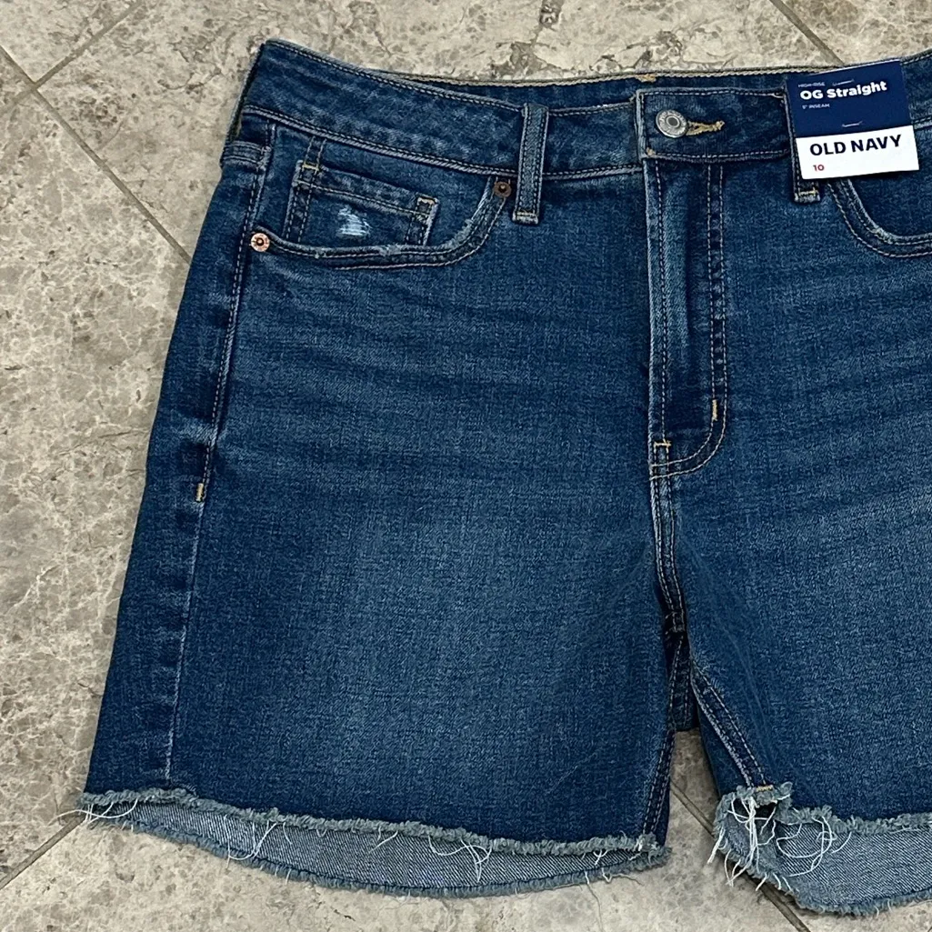 Old Navy OG High Rise Cut Off Jean Shorts Straight NEW 5” Inseam Size 10 - Image 3