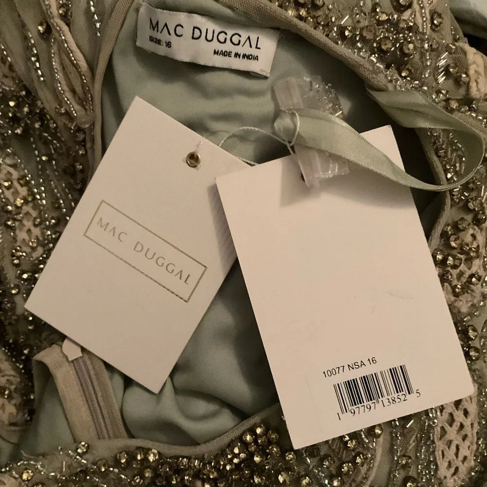 MAC DUGGAL 10077 Green Embellished Mesh Long Sleeve A Line Gown - Image 16