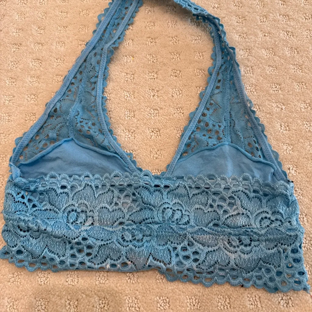 Aerie Blue Lace Halter Bralette Size Small - Image 3