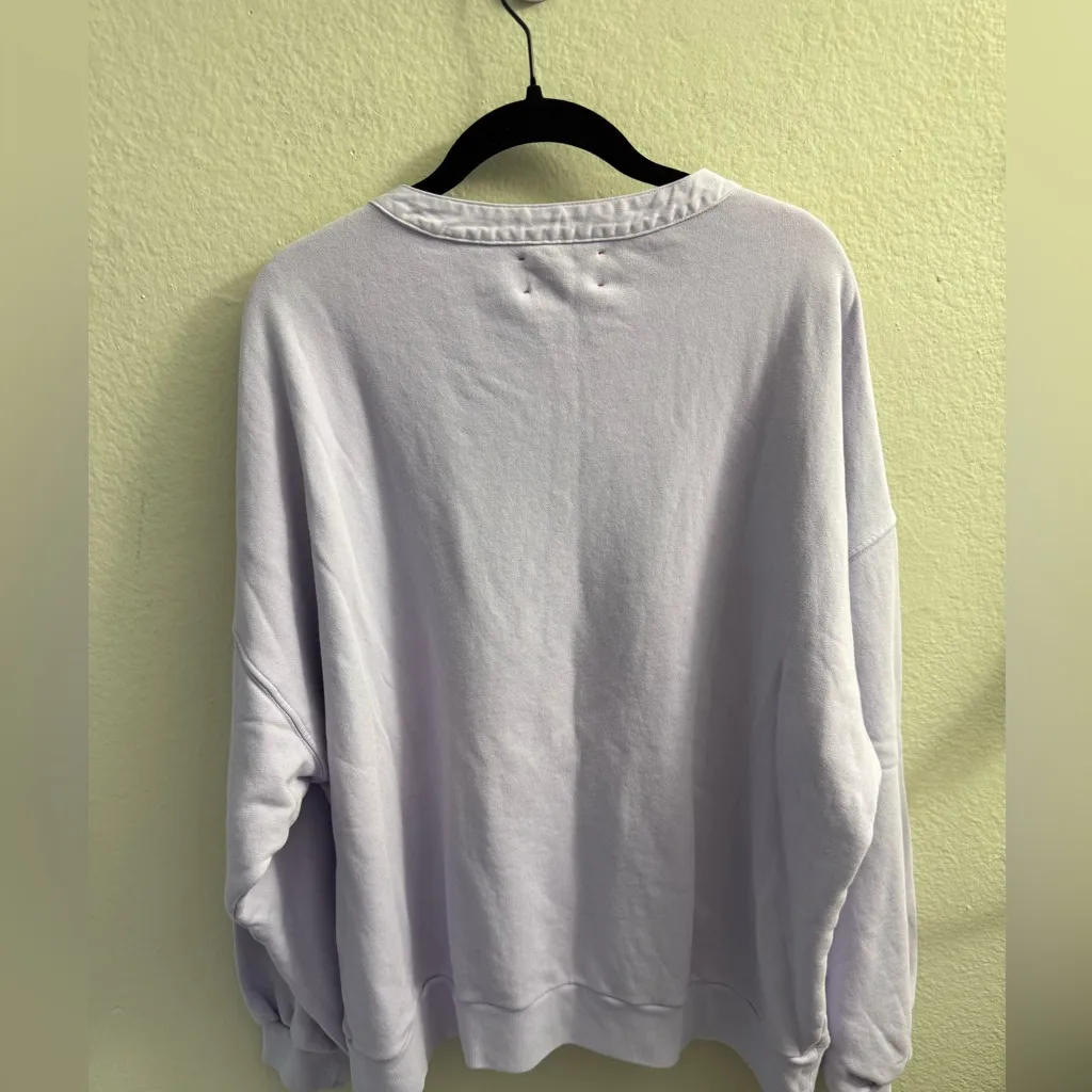 NWT XIRENA Bennett Sweater Pale Iris Quarter Button XL Lavender Oversized Blue - Image 5