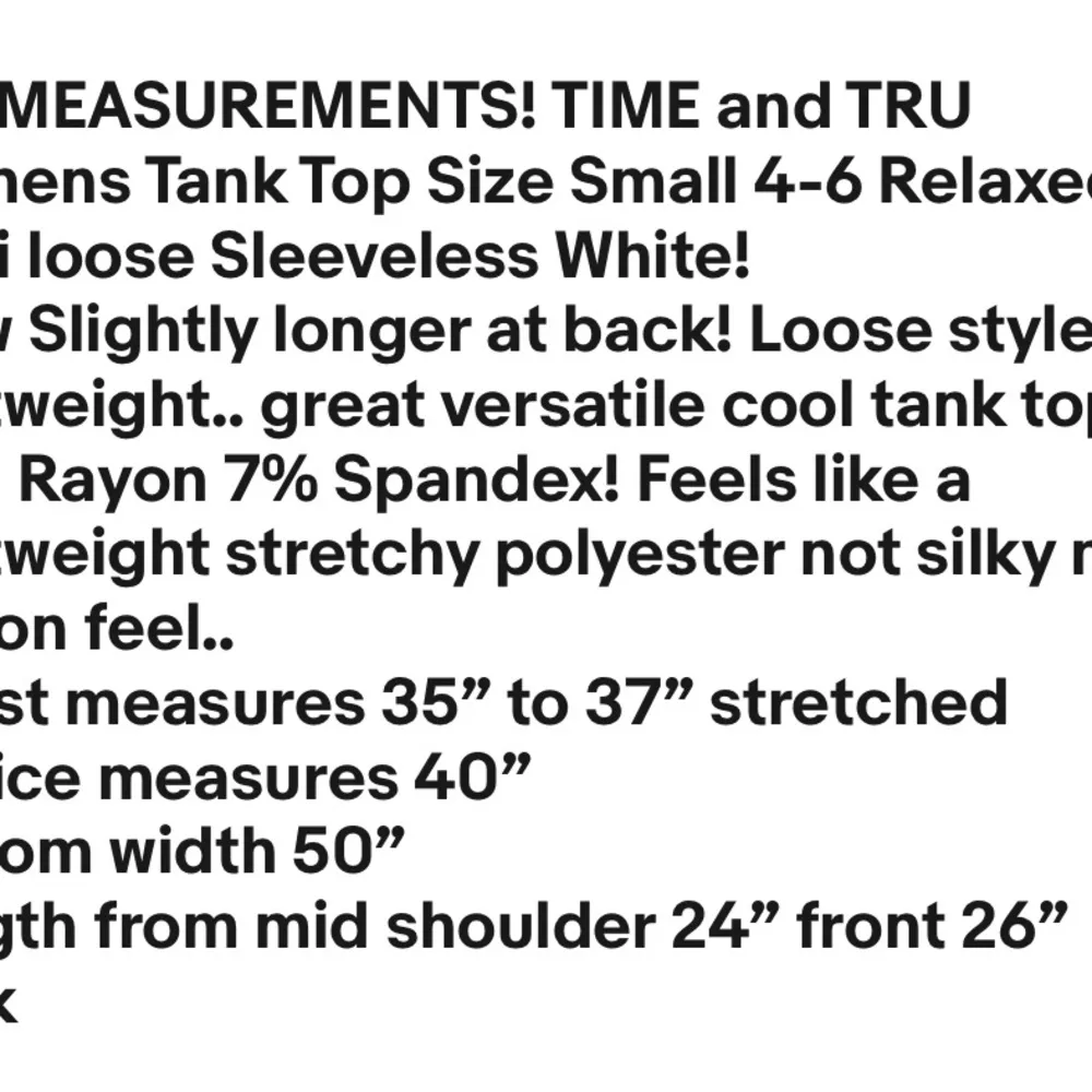 TIME and TRU Womens Tank Top Size Small 4-6 Relaxed Fit Sleeveless White… - Image 7