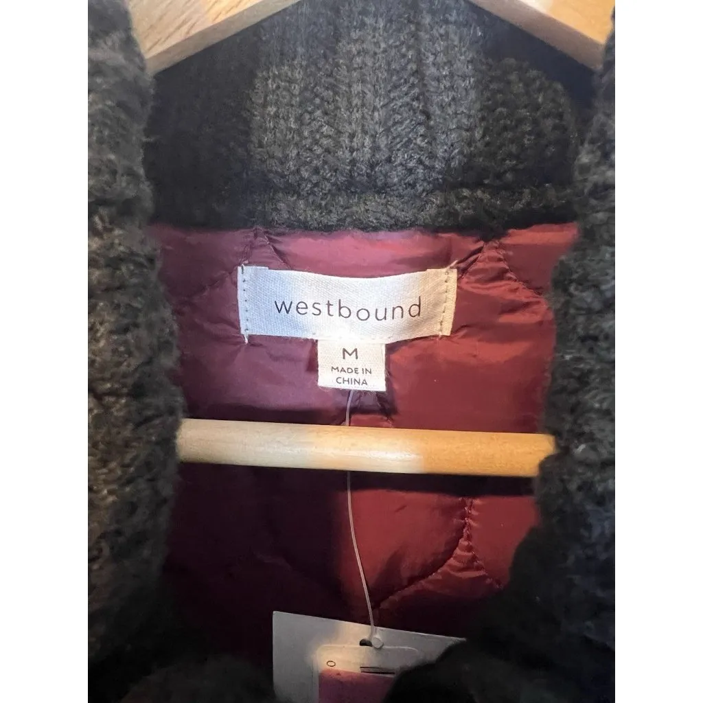 Westbound Dual Pocket Knit Contrast Vest Medium Maroon Full Zip Pockets Fall - Image 6