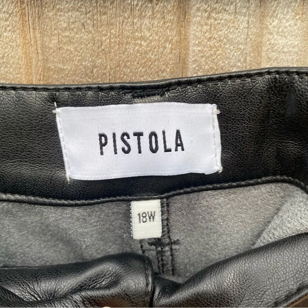 Pistola Faux Leather Black Pants size 18W Plus Size - Image 4