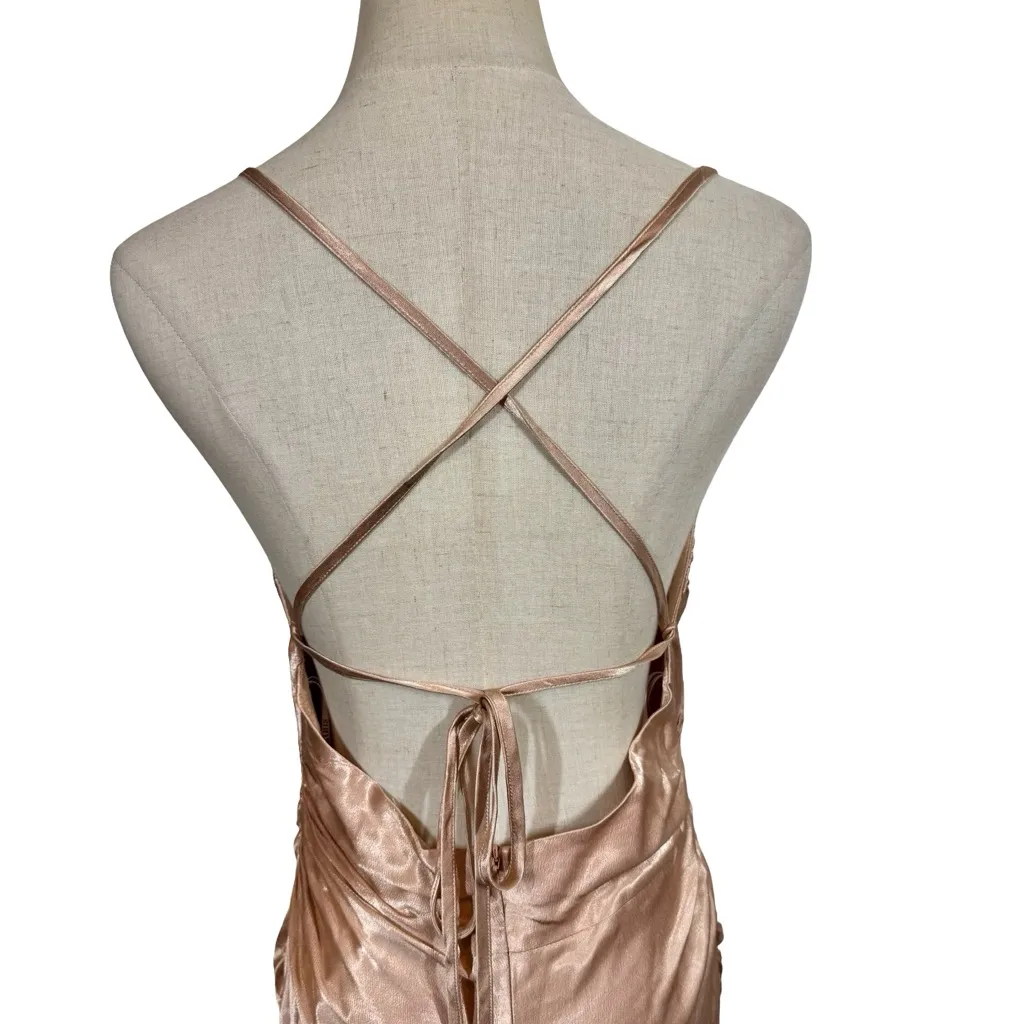 NWT Shona Joy La Lune Ruched Laced Backless Slip Maxi Dress Desert Rose AU10/US6 - Image 10