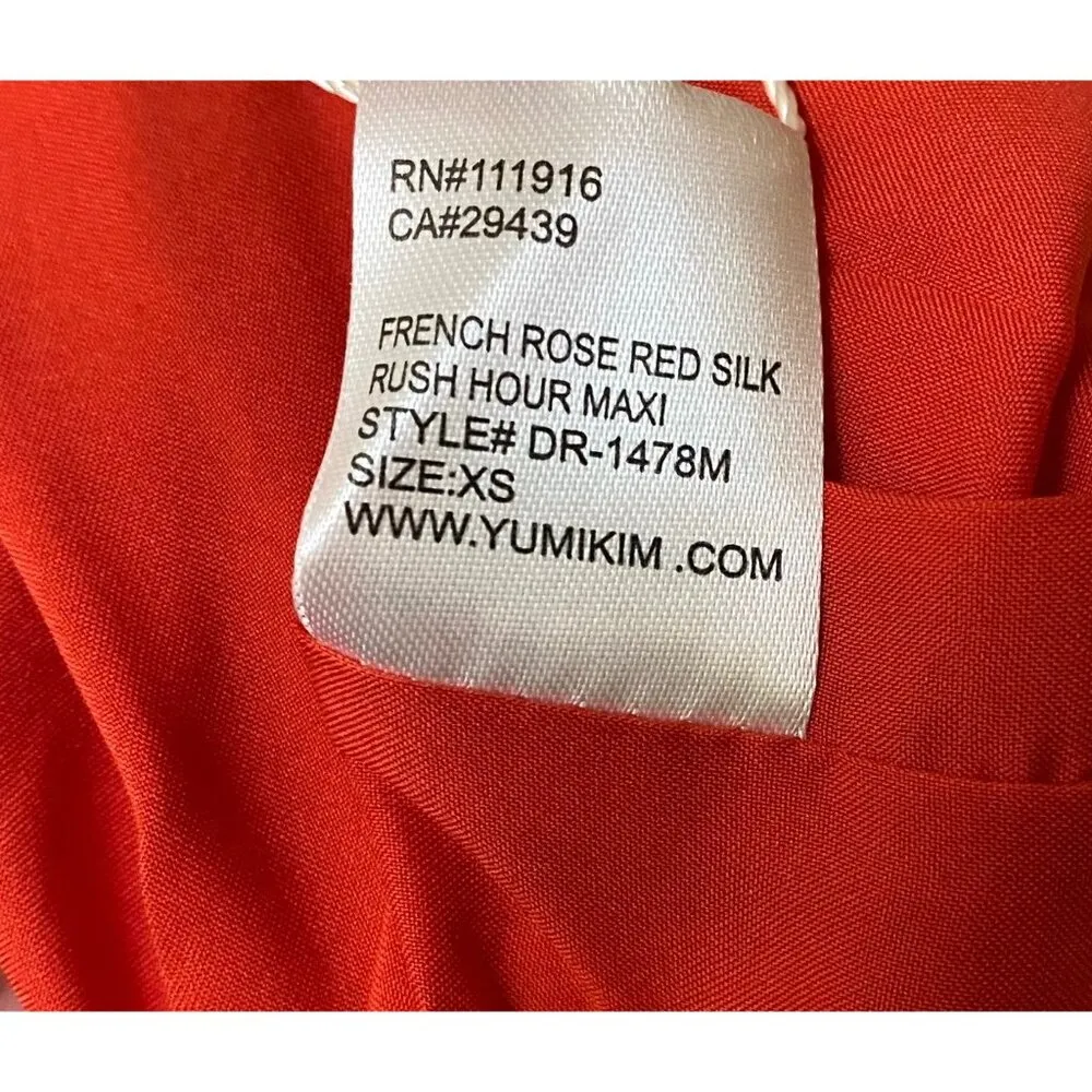 NEW YUMI KIM FRENCH ROSE RED SILK RUSH HOUR MAXI Dress Size XS - Image 8