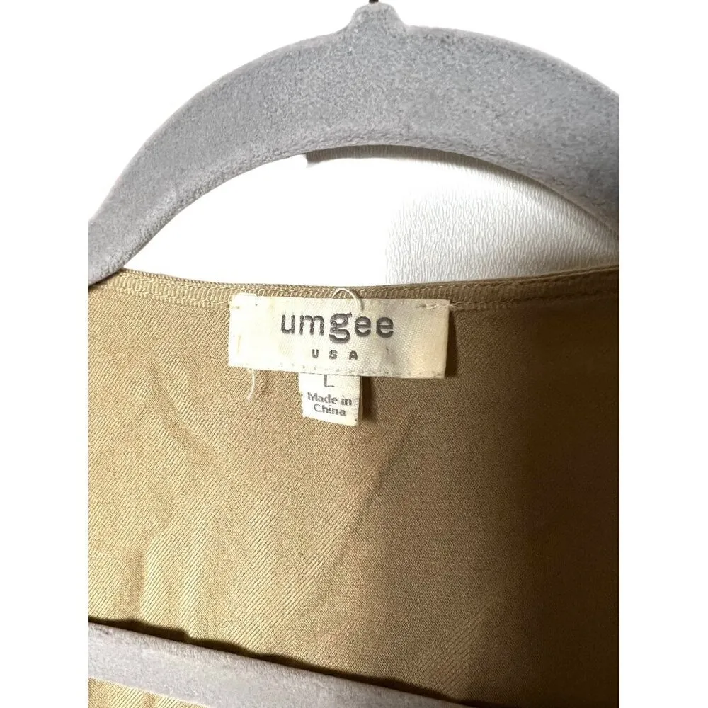 Umgee tan long vest tie‎ front size large - Image 4