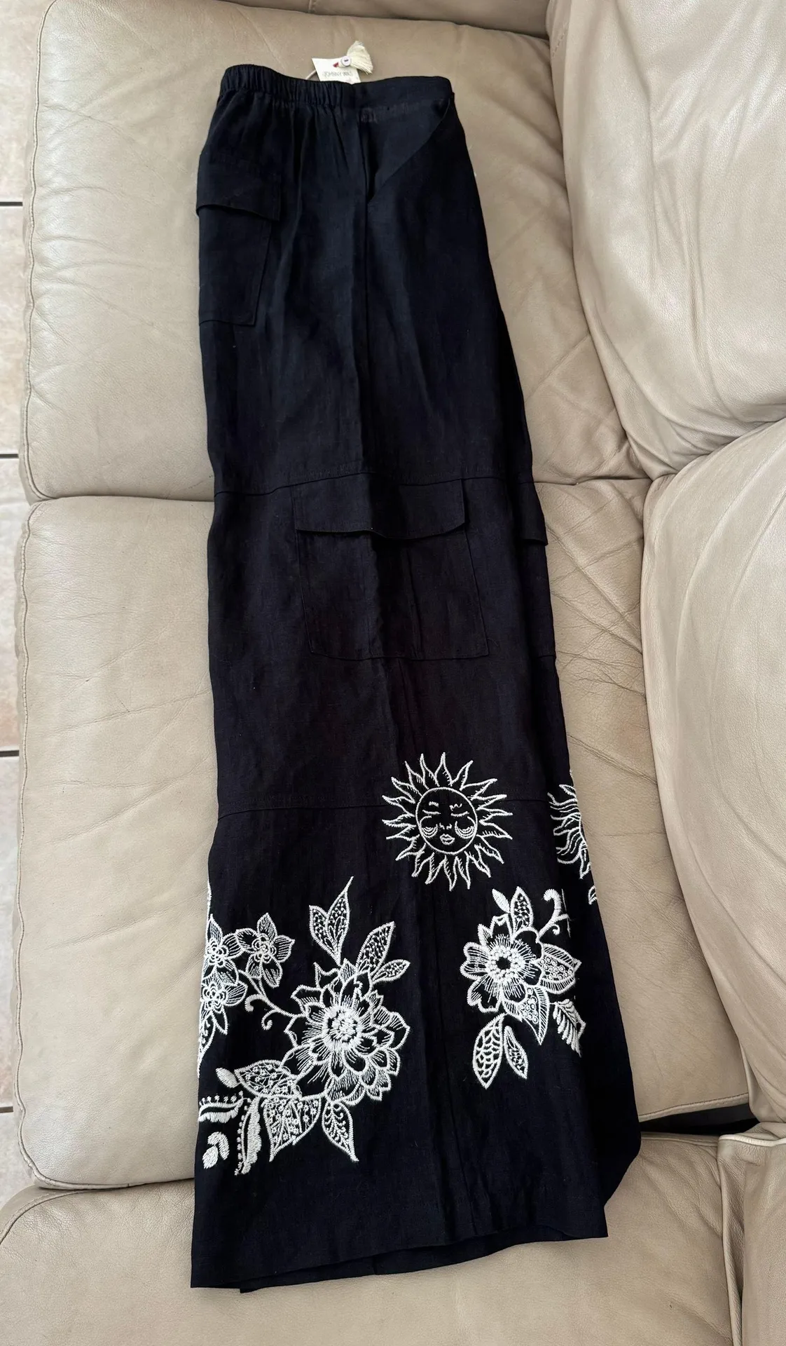 Addison Embroidered Wide-Leg Linen Pants. MSRP $248 - Image 13